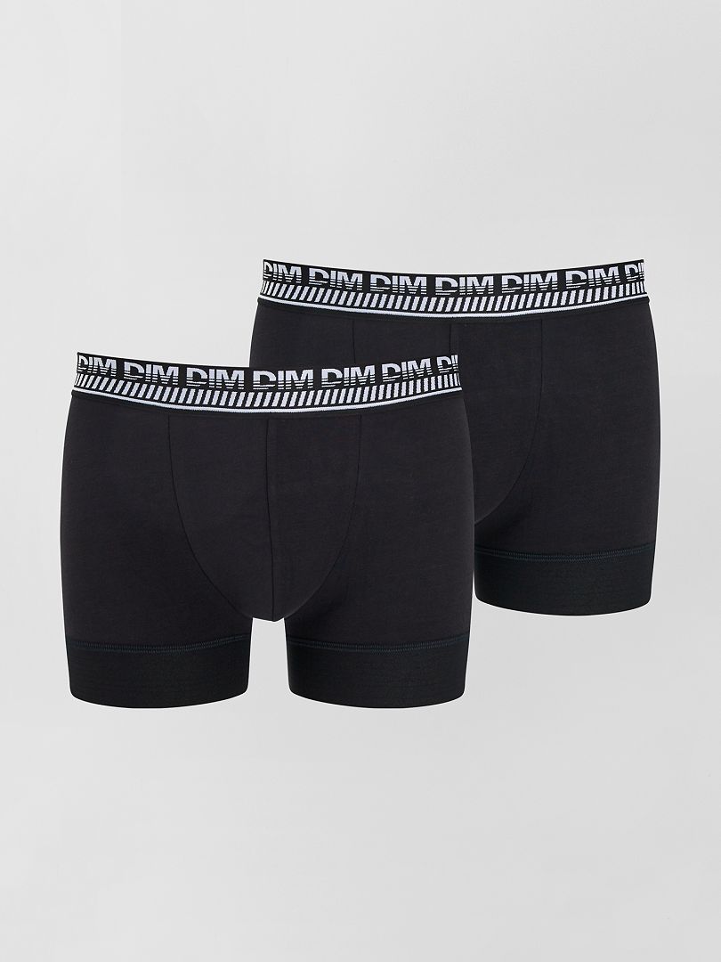 Conjunto de 2 cuecas boxer 3D Flex com elástico na cintura 'DIM' - PRETAS