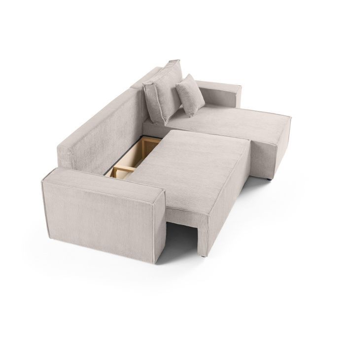 Cezanne – Wende-Ecksofa – 4-Sitzer – mit Stauraum – in Cord – Beige