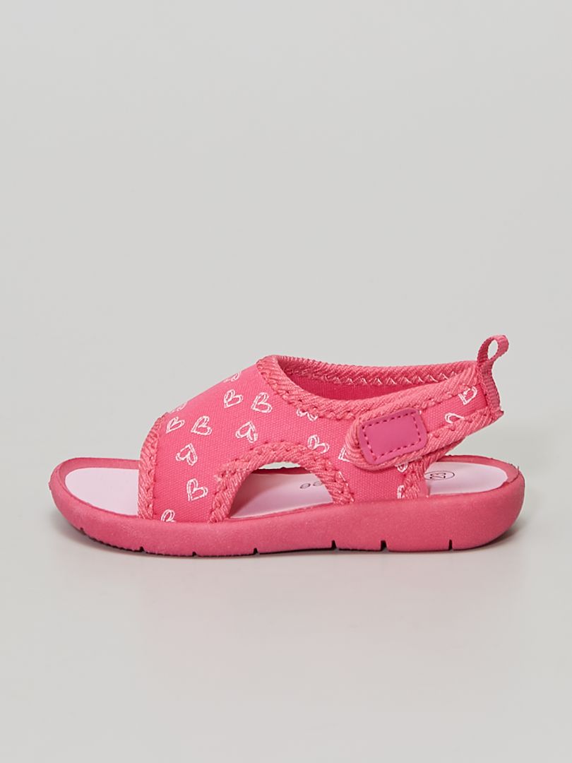 Sandalen van stof met hartjesmotief - ROZE