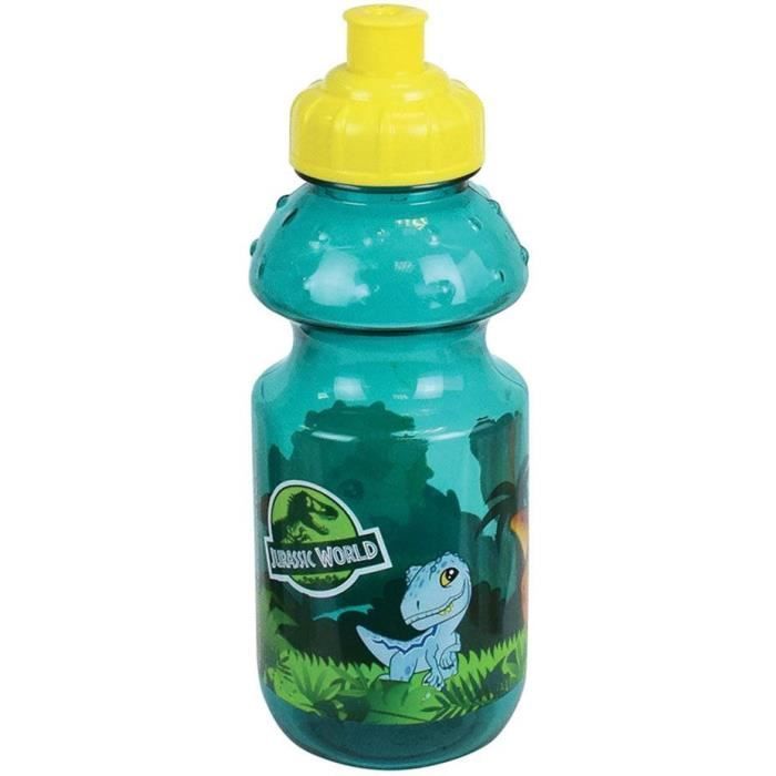 JURASSIC WORLD - Juego de vajilla infantil con taza, tazón, plato, cubiertos, botella de agua y caja para aperitivos.