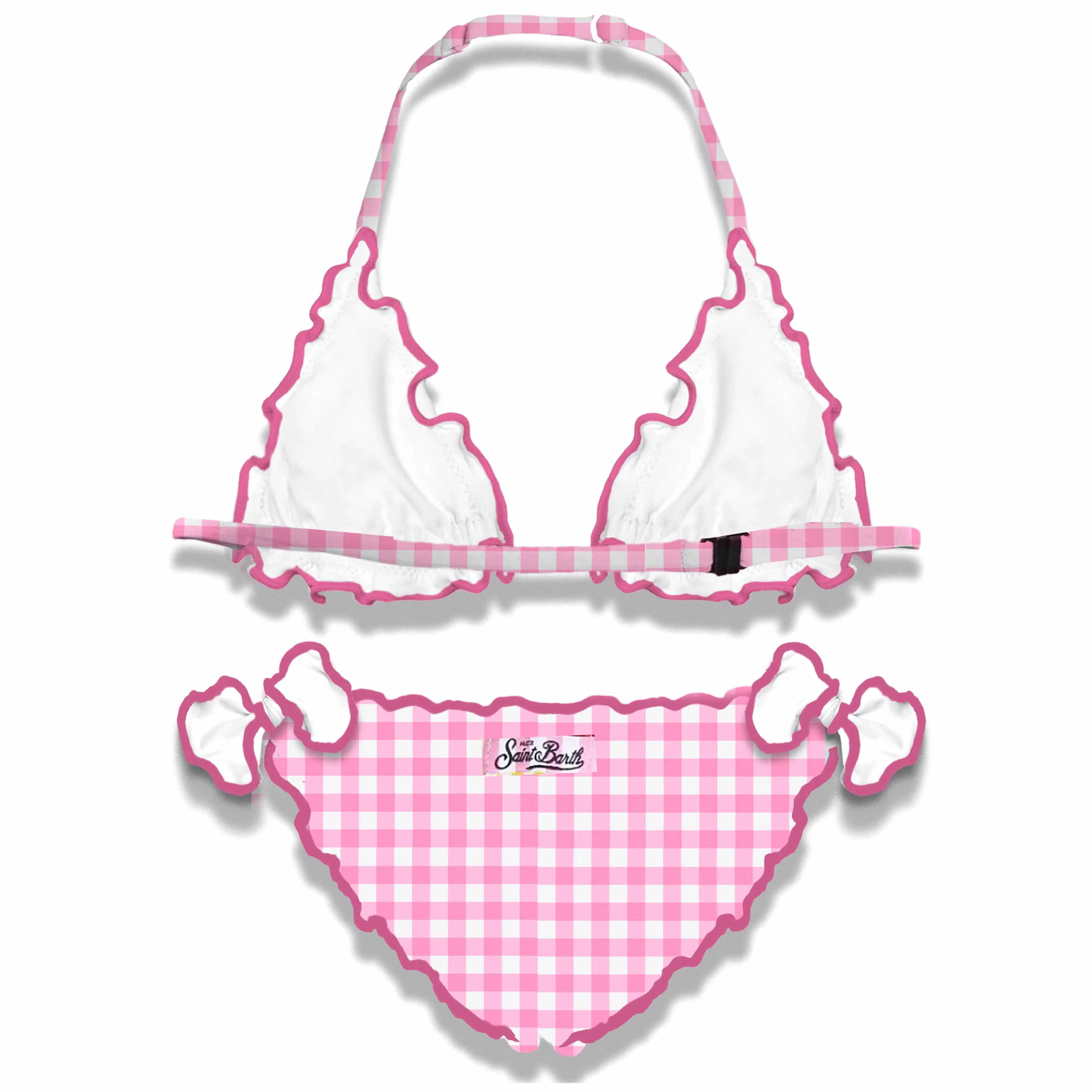 Triangelbikini voor meisjes met ruitjesprint