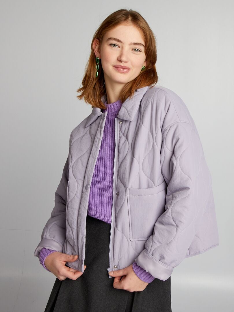 Chaqueta acolchada con botones - MORADA