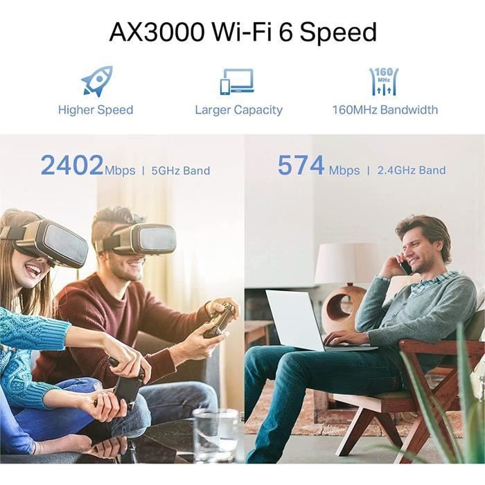 Répéteur WiFi 6 - TP-Link - RE700X - 3000 Mbps - Couverture 150 m² - 1 Port Ethernet Gigabit