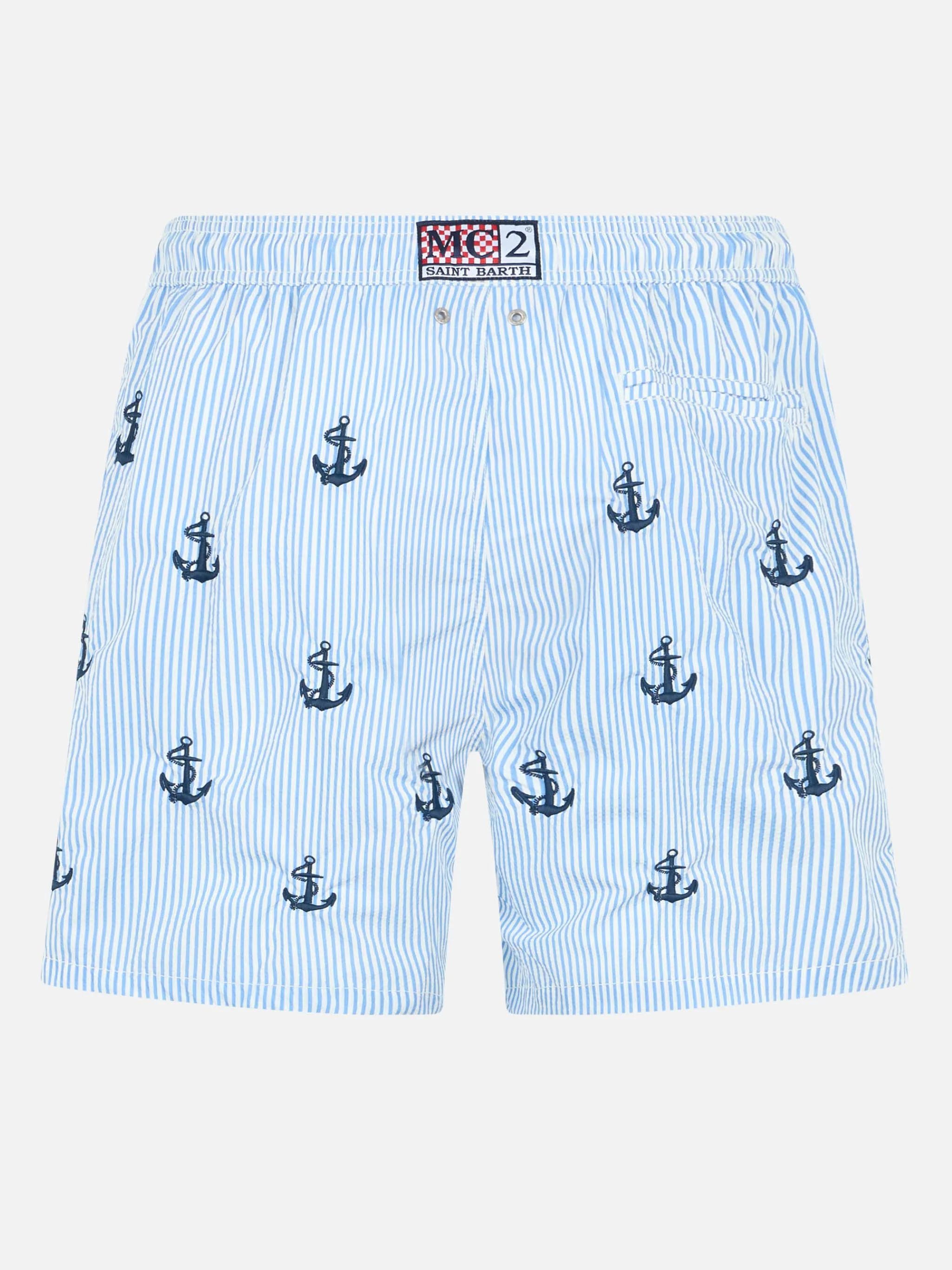 Costume da bagno Gustavia da uomo in seersucker di media lunghezza con