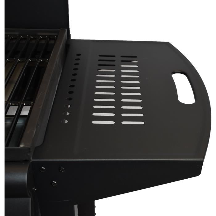 Barbacoa de gas - GRILL GARDEN - Negra - 4 quemadores - Con funda protectora - Encendido piezoeléctrico