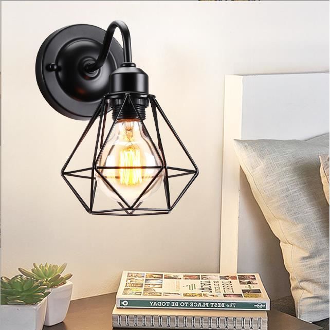 IDEGU Retro Applique Murale Industrielle,Lampe Murale Vintage en Cage Abat-jour Fer Forge pour SAlon Chambre