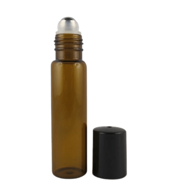Flacon roll-on 15 ml en verre ambré et bille acier