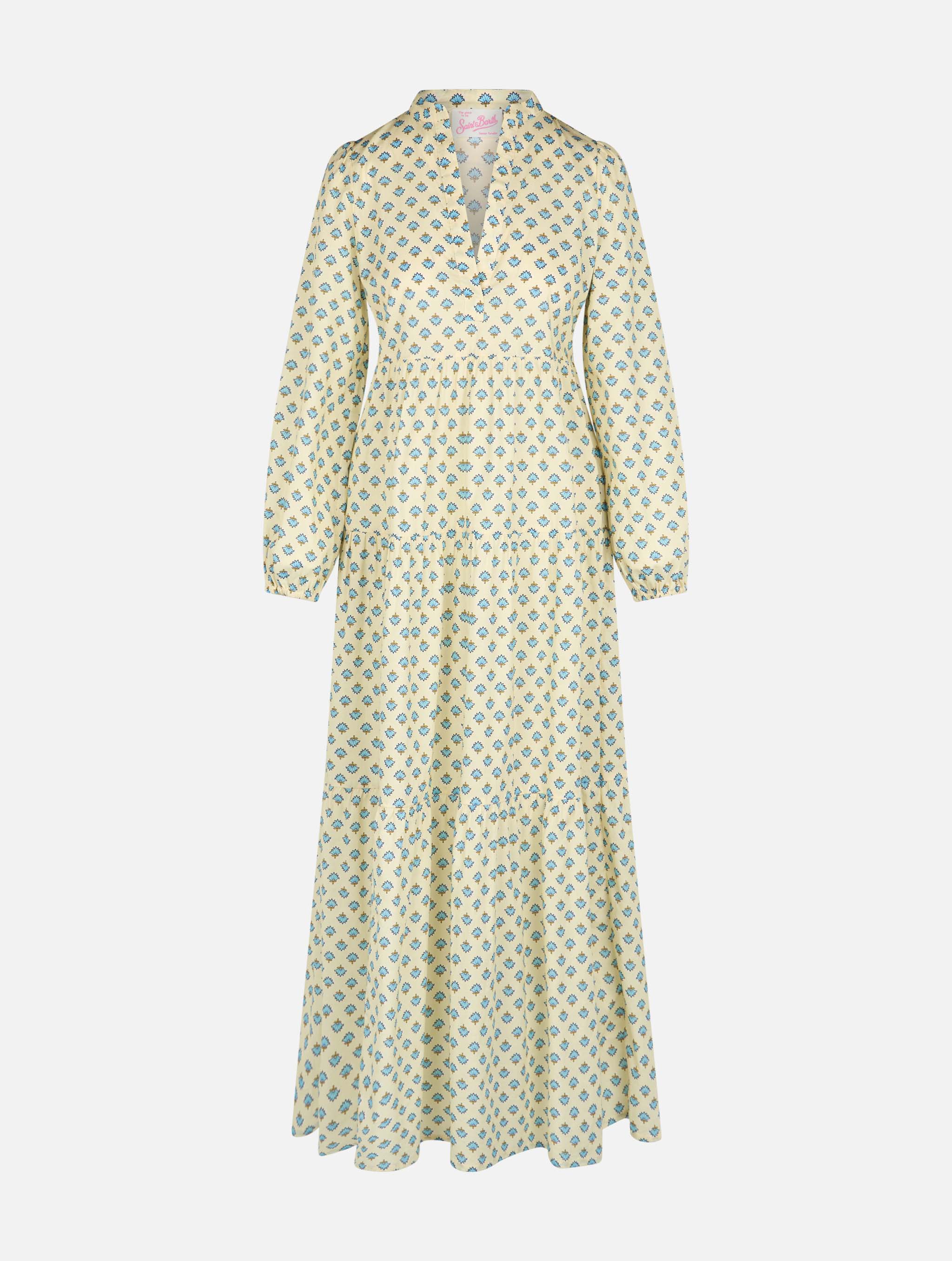 Lange Nadja-jurk voor dames van katoenen voile.