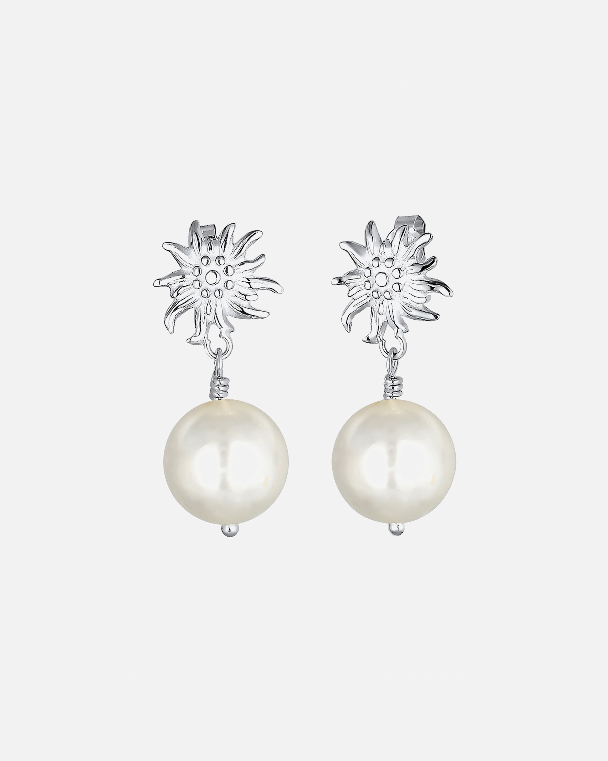 Elli Femmes Pendentif d'oreilles Édelweiss Dirndl avec Perle de Coquille en Argent Sterling 925