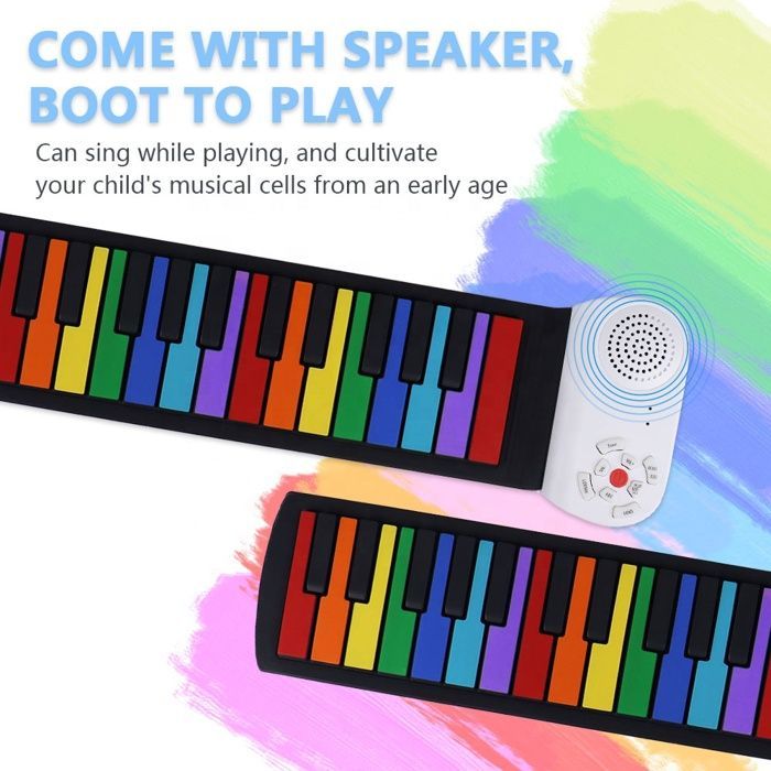 Piano electrónico enrollable - Teclado suave - Diseño arcoíris - Portátil - Fácil de usar - Para principiantes