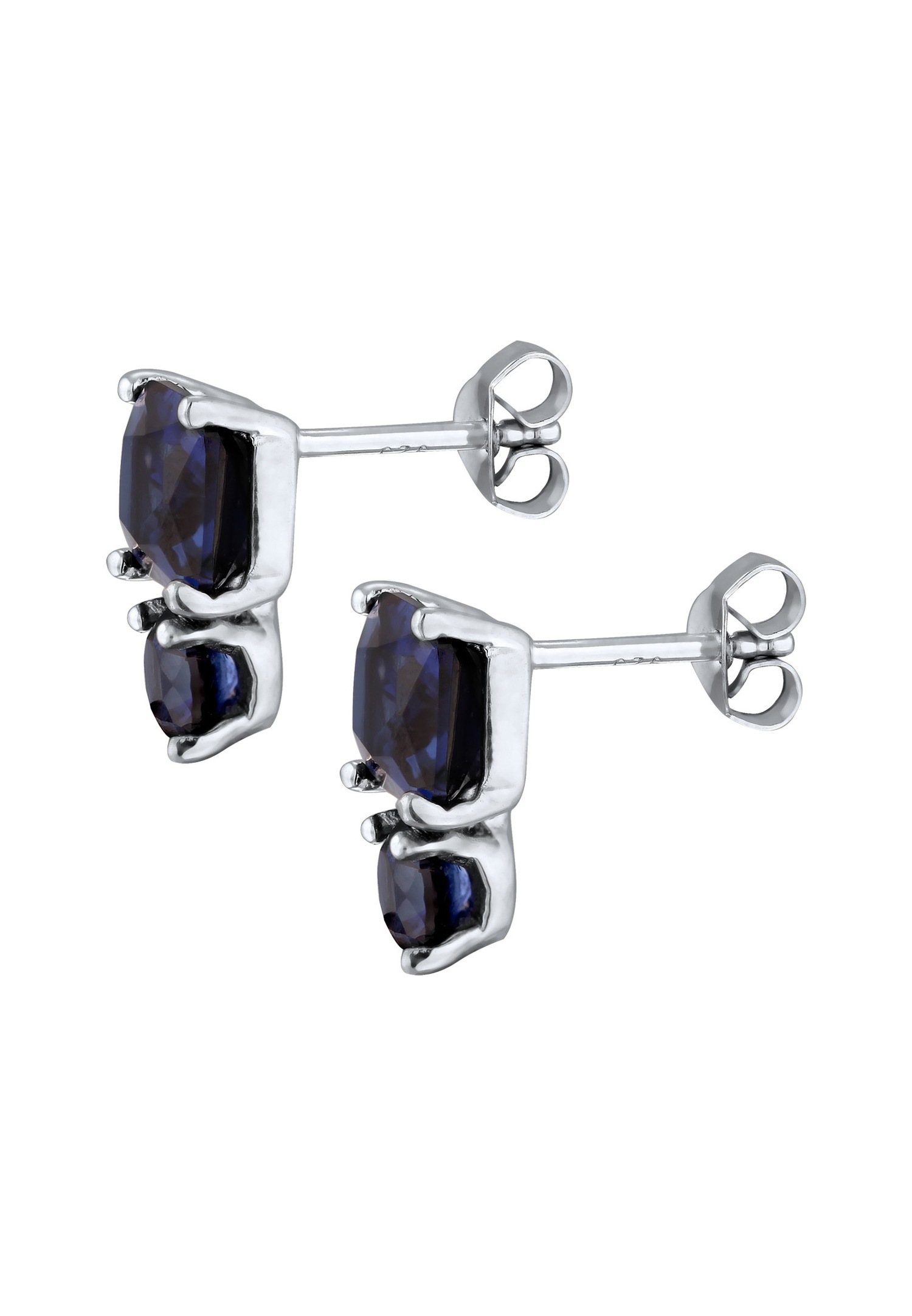 Elli PREMIUM Elli PREMIUM Boucles d'oreilles Femme Saphirs Octogone Bleu foncé Argent Sterling 925