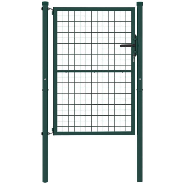 Portillon de jardin - Outsunny - avec serrure, clés et poignée - en acier - 97 x 175 cm - pour extérieur - vert