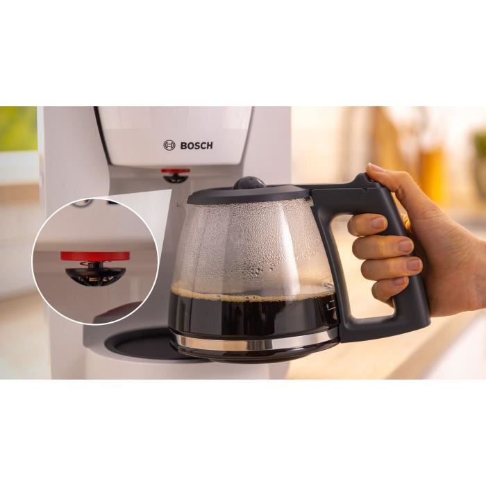 Cafetera de filtro - BOSCH - TKA2M111 MyMoment - Blanca - Capacidad de 1,25 L - Jarra de vidrio - Sistema antigoteo