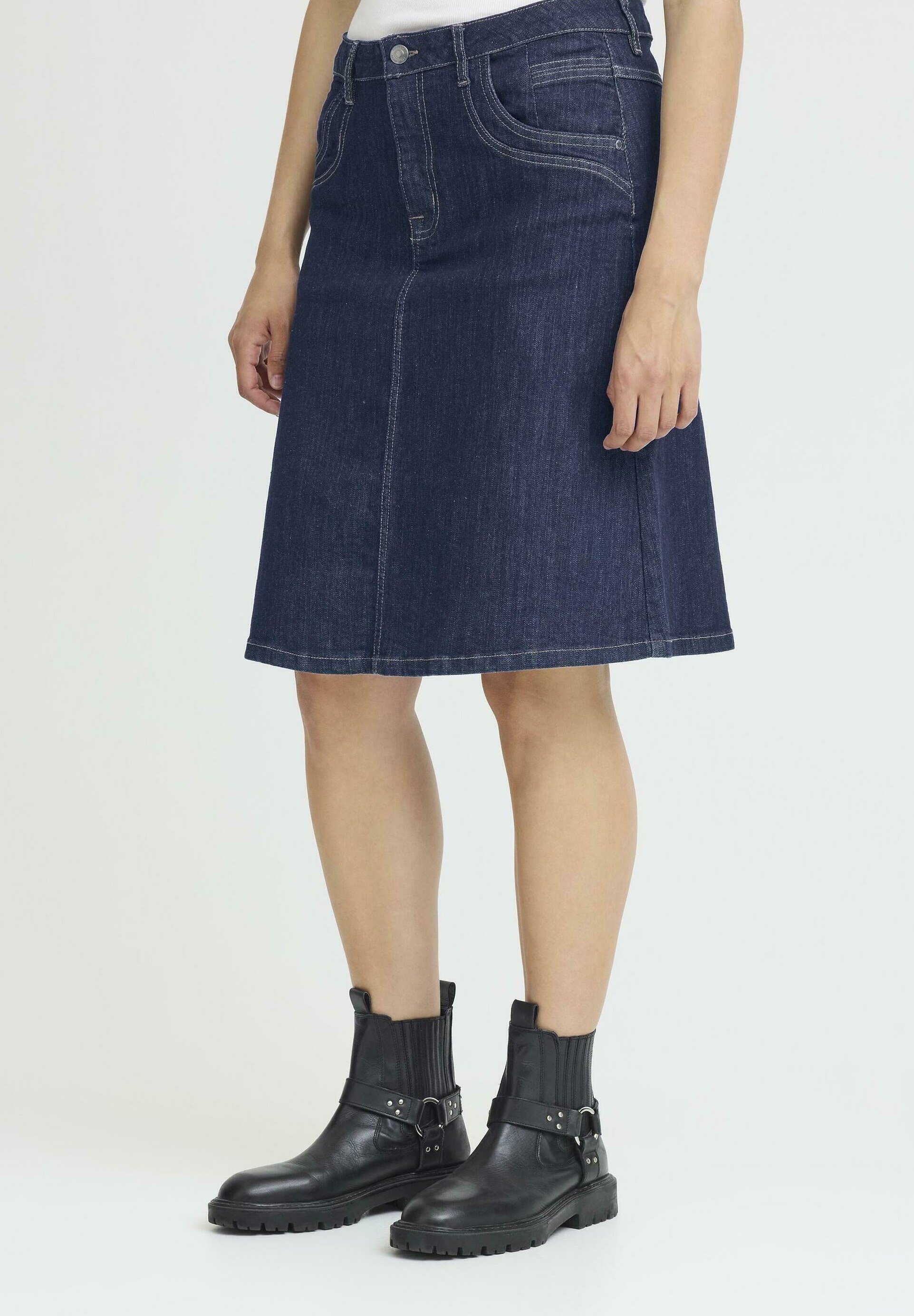 PULZ KATJA - A-Linien-Rock - ungewaschener Denim