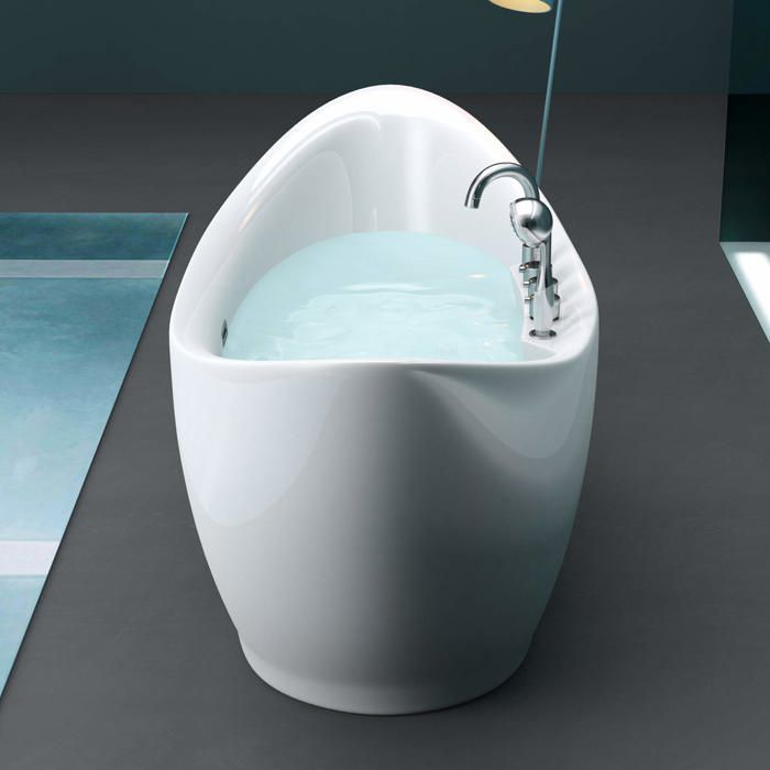 Baignoire îlot acrylique blanc ovale 180x80x80cm - MAI & MAI - Robinetterie et trop plein inclus
