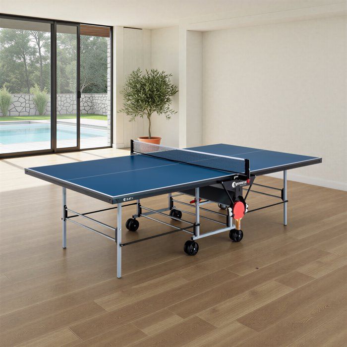 Table tennis table - SPONETA - S3-47i - Folding - Indoor use - Adjustable fixed net + side supports - Grey and blue