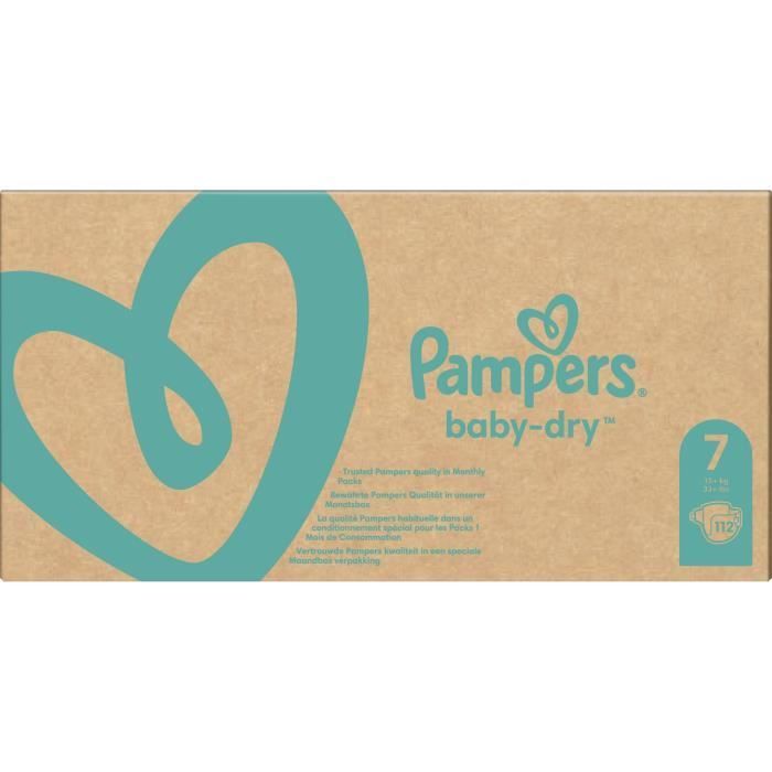Pampers Baby-Dry Size 7, 112 Diapers - 1 Month Pack