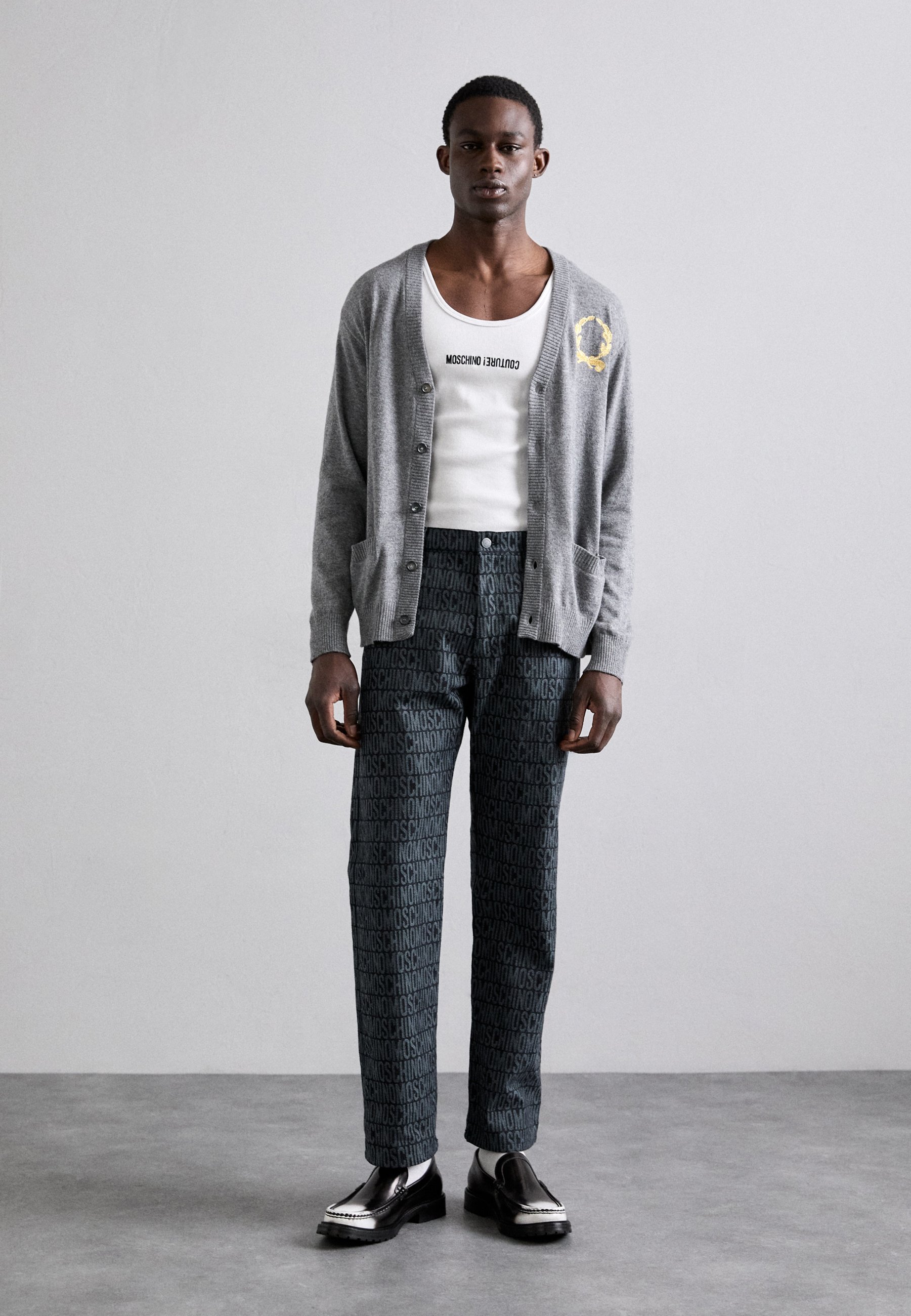 MOSCHINO LAUREL CROWN EMBLEEM - Cardigan - grijs