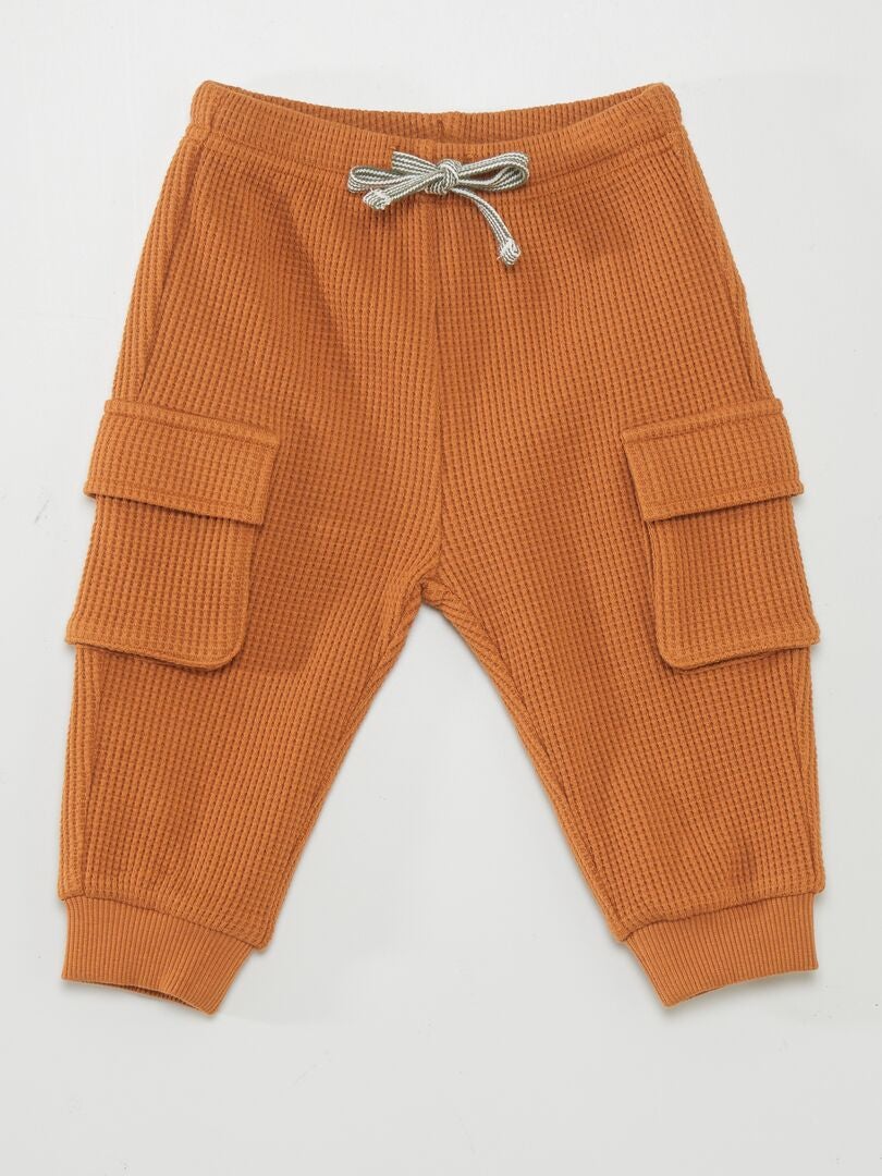 Pantalones deportivos con estampado de panal - NARANJA