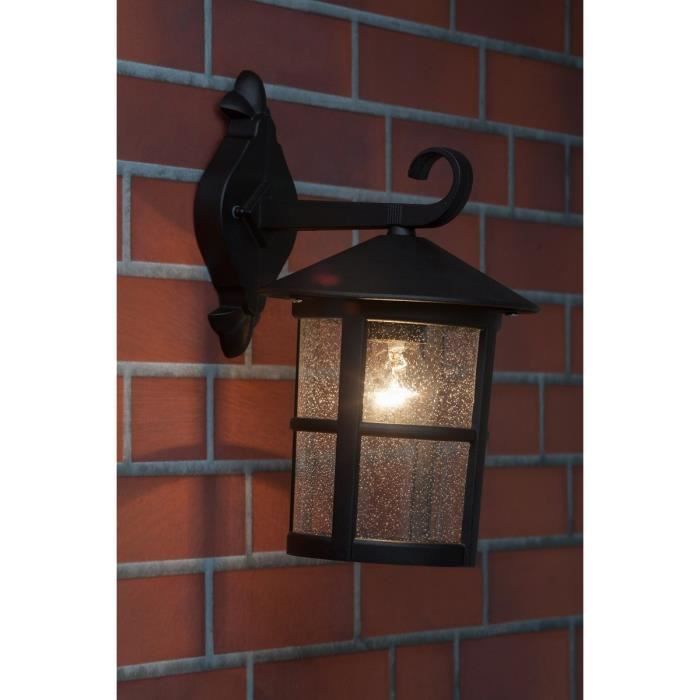 Applique extérieure descendante Jordy - BRILLIANT - Noir et rouille - Métal et verre - 60W