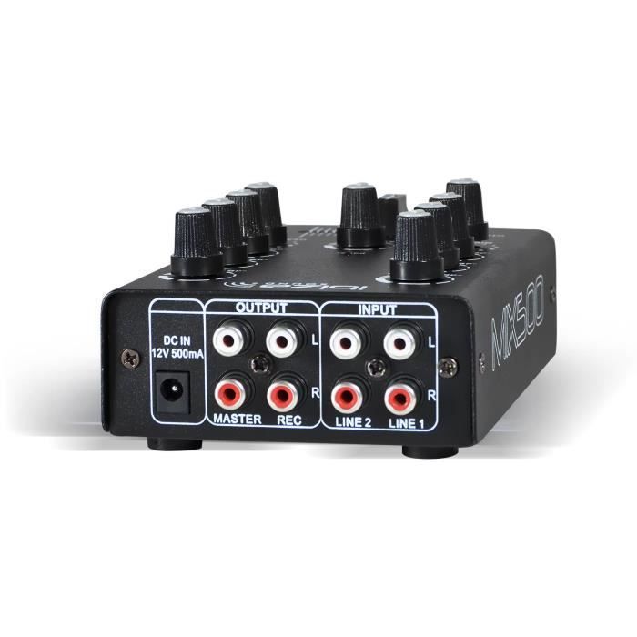 Confezione da 3 mixer IBIZA SOUND MIX500 a 2 canali e 3 ingressi.