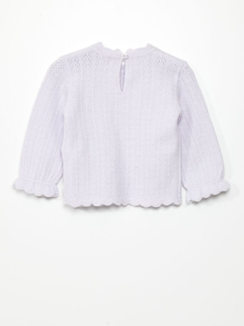 Suéter de gola redonda com detalhe de babados - ROXO