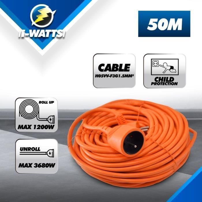 Verlengsnoer - I-Watt - I-RAJ3G15-50M - 50 m - 3G1.5 - IP20