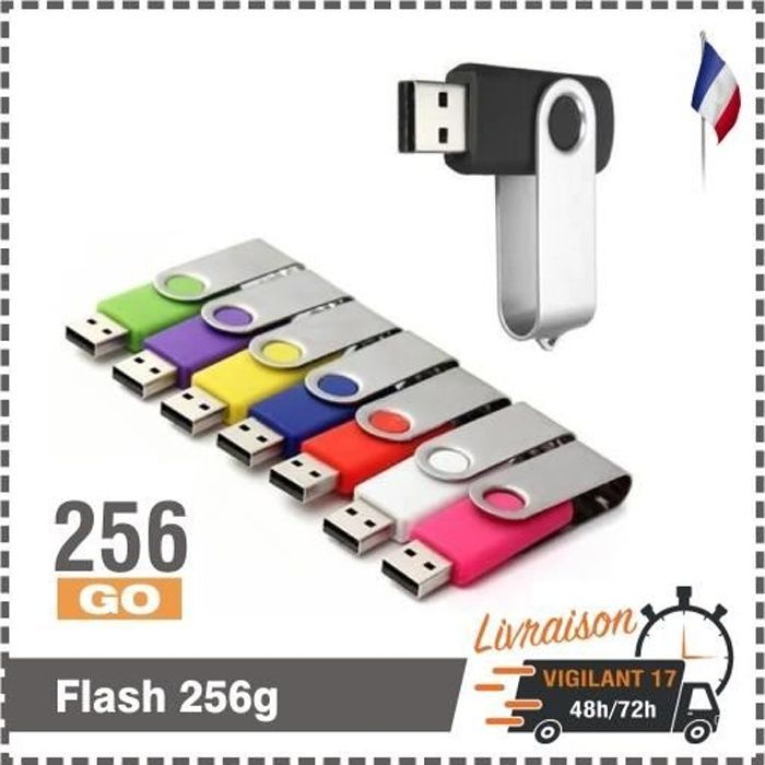 Clé USB - TEMPSA - 256 Go - USB 3.0 - Rotatif - Noir