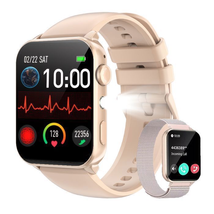Smartwatch da donna IOWODO con funzione di chiamata/risposta, 100 modalità sportive, impermeabile, contapassi, compatibile con iOS, Android e Samsung (rosa)