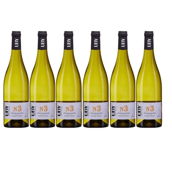 Domaine UBY N°3 Colombard-Sauvignon Blanc IGP Côtes de Gascogne 2025 - Cassa da 6 bottiglie - Una birra Uby inclusa