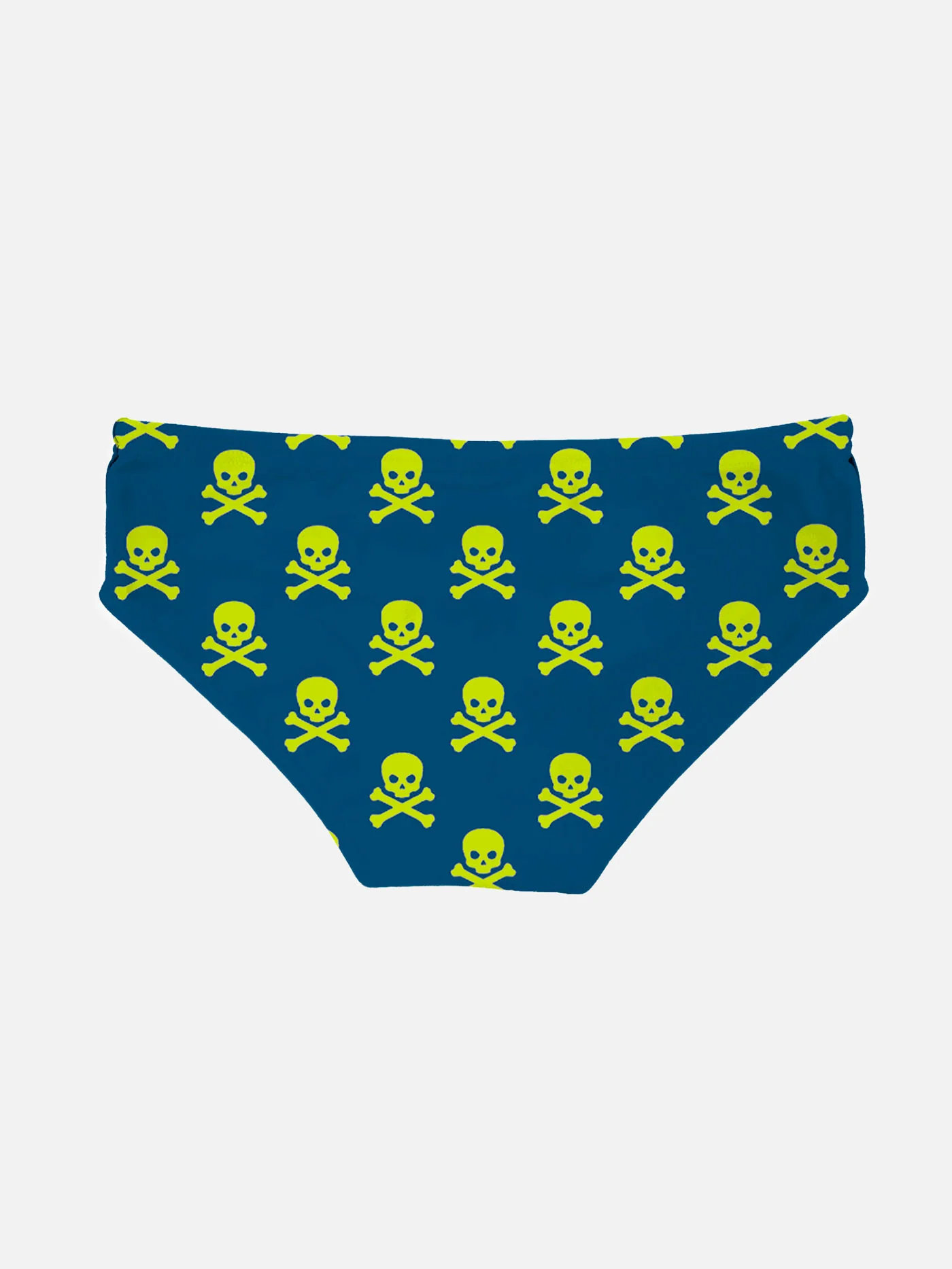 Slips de bain pour garçons avec têtes de mort jaune fluo