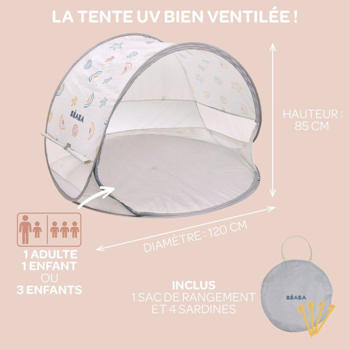 Tienda de campaña resistente a los rayos UV - BEABA - Ventilada - Suelo arcilloso