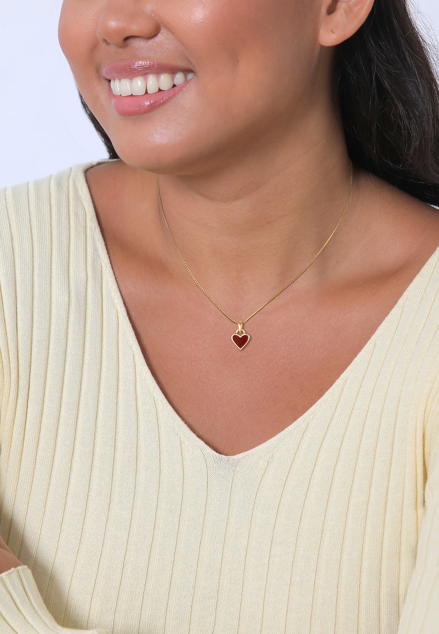 Elli Femmes Pendentif coeur Amour avec Émail rouge en Argent Sterling 925 Plaqué Or