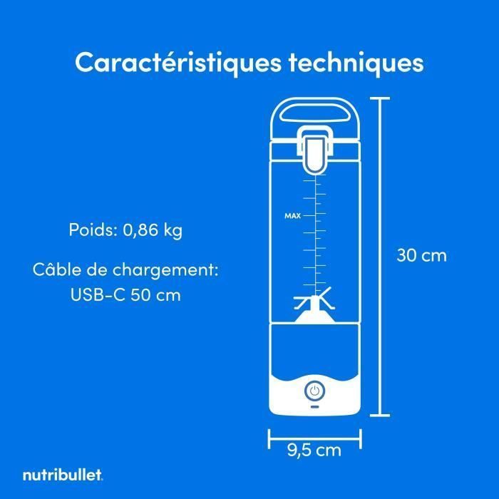 Draagbare blender - NutriBullet - NBP003BP - 70W - 0,475L - Roze - 1 fles inbegrepen