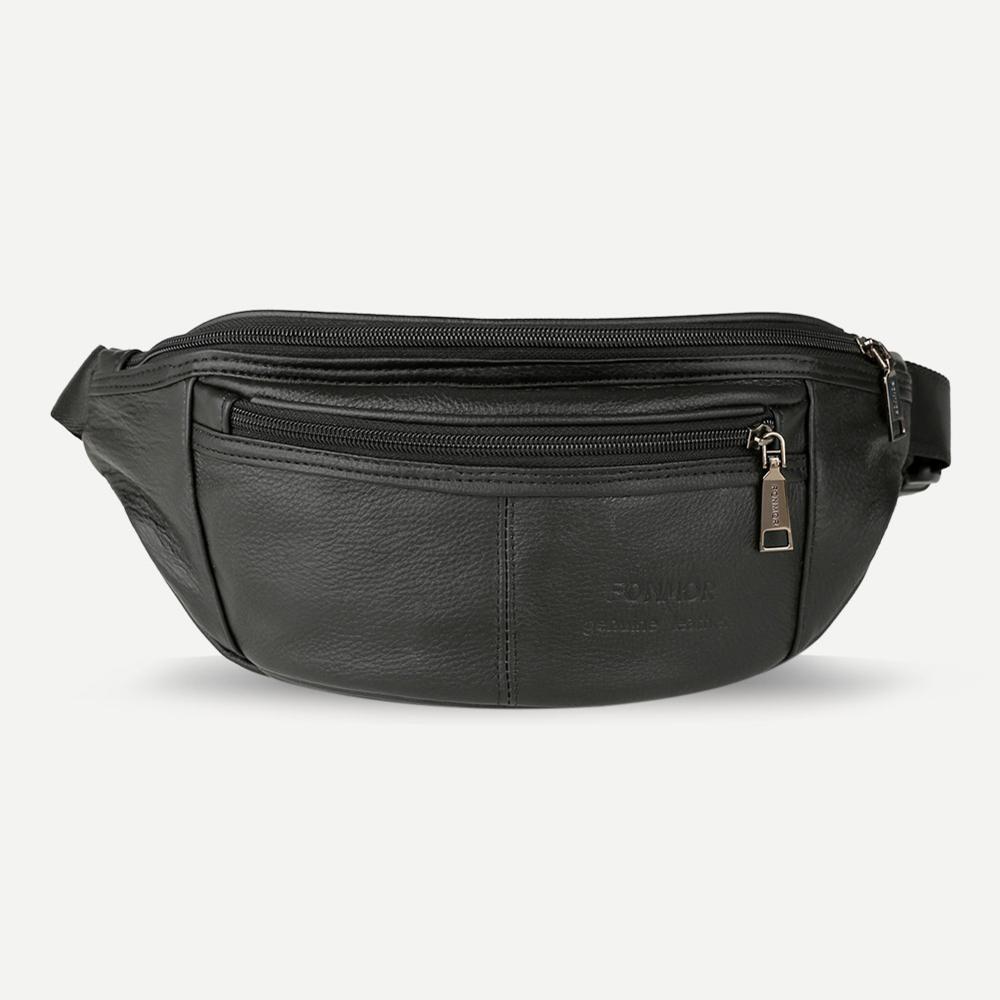 Sac banane vintage unisexe, sac bandoulière sport, sac à main décontracté en cuir véritable, pour téléphone ou argent.