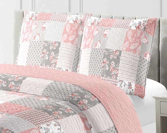 Dikke, gewatteerde sprei 220x240cm met 2 kussenslopen 65x65cm M23-6050