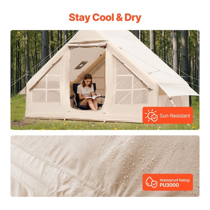 DUOKU Oppblåsbart Campingtelt - 3x2x2 m - 5 Personer - 300D Oxford Stoff - Enkel å Sette Opp