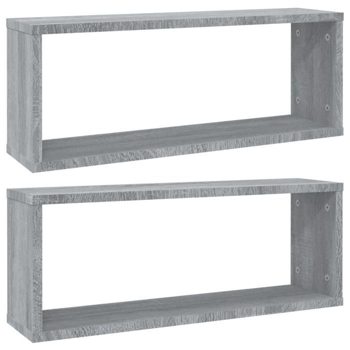 vidaXL Kubusvormige wandplanken 2 stuks Sonoma Grijs 60x15x23 cm Hout 815927