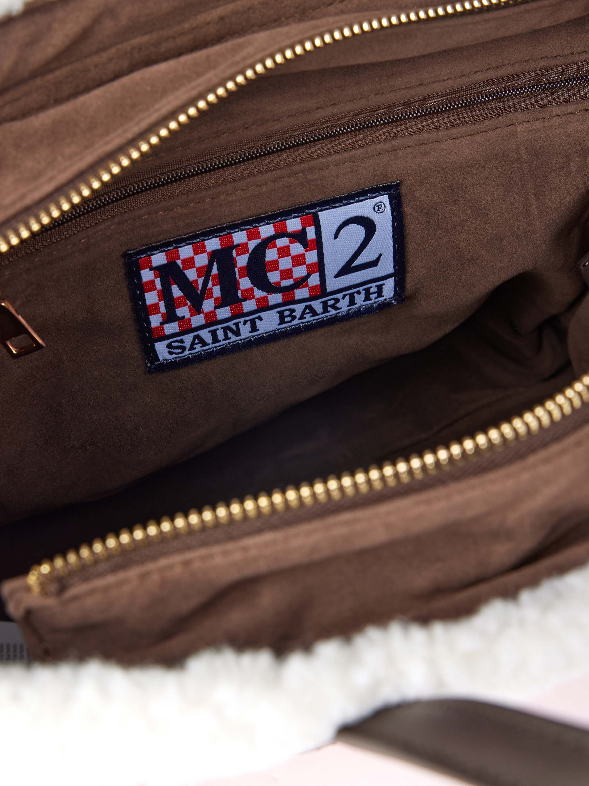 Roze Vivian-tas met sherpa-details