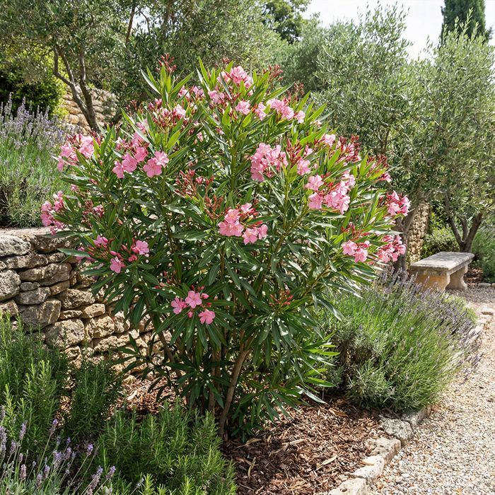 Oleander (Nerium oleander) – Rosa Blüten – Höhe 80–100 cm