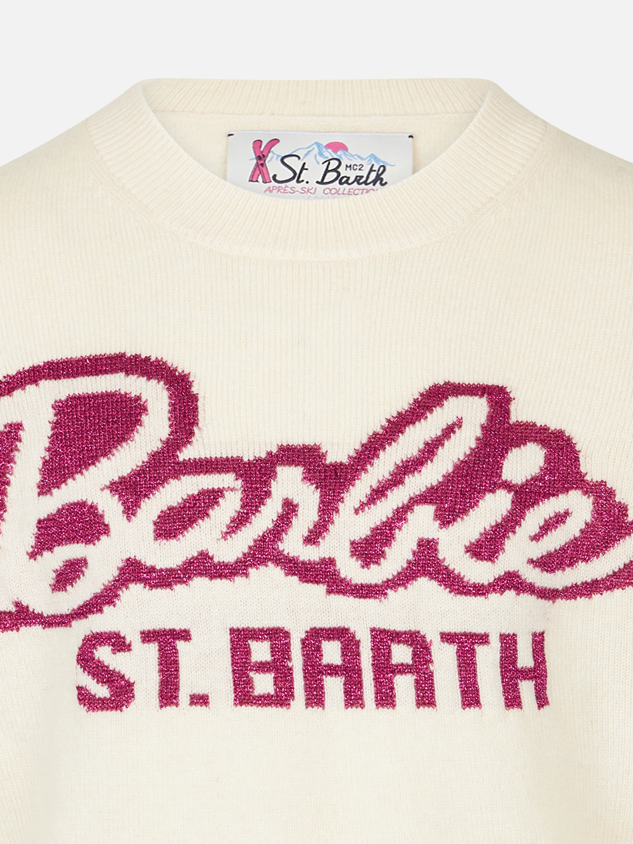 Maglione da bambina a girocollo bianco con stampa Barbie | EDIZIONE SP