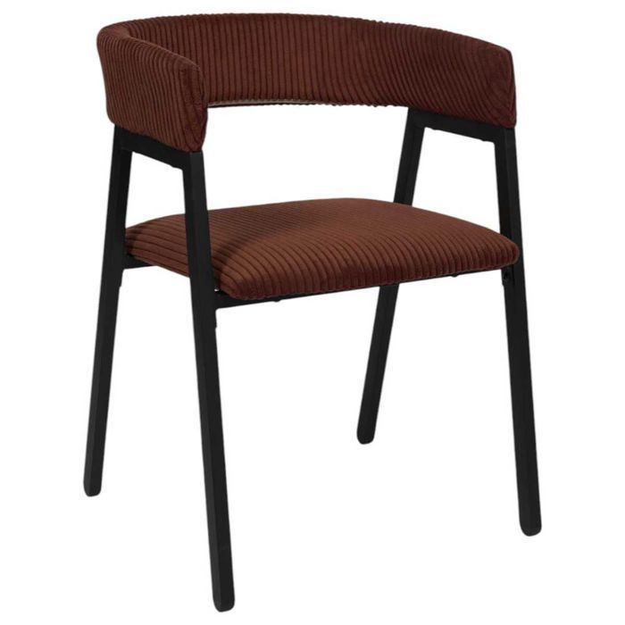 Juego de 2 sillas de comedor de diseño en metal y pana color terracota - AMORY