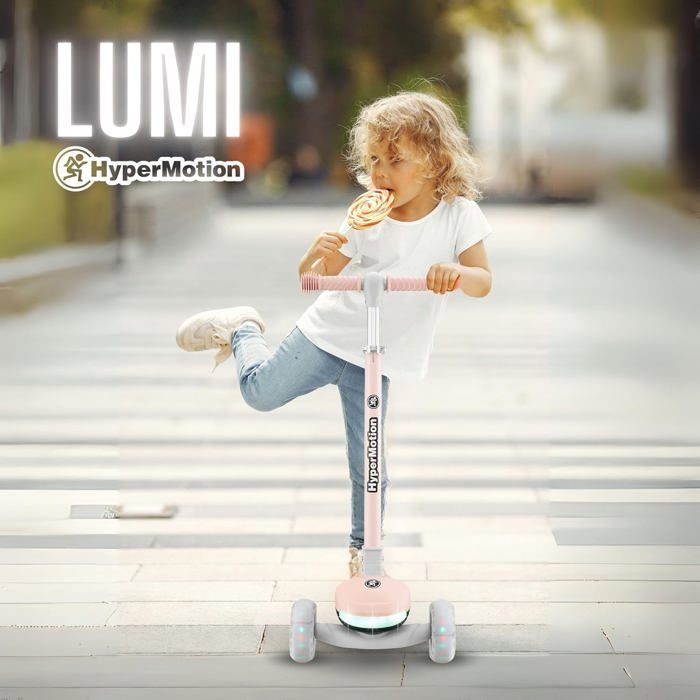 3-in-1 Kinderroller – HyperMotion – LUMI – Verstellbarer Sitz – Zusammenklappbar – LED-Beleuchtung – Pink