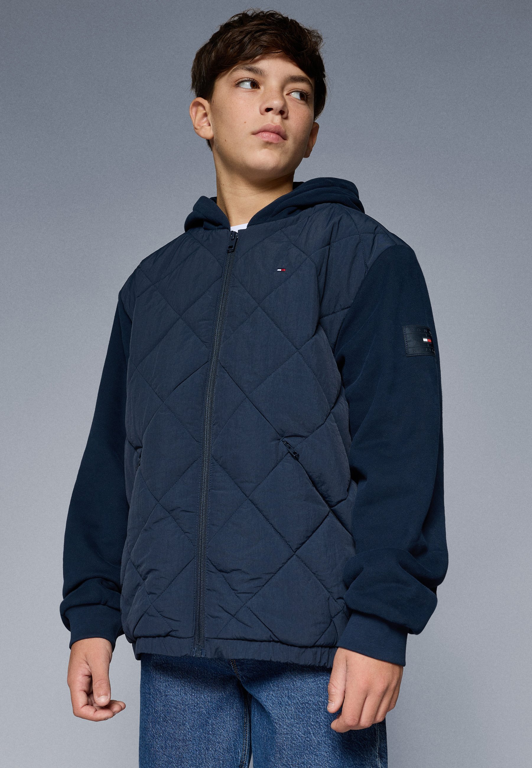 Tommy Hilfiger MIX MEDIA GEWATTEERDE JAS - Lichte jas - donker nachtblauw