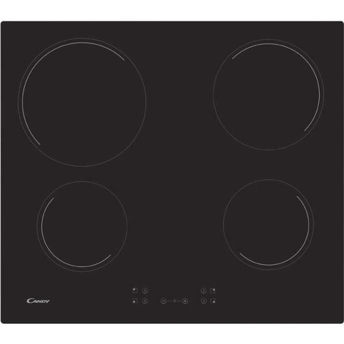 Placa vitrocerámica CANDY CH64CCB - 4 quemadores - 59 cm de ancho - Negra