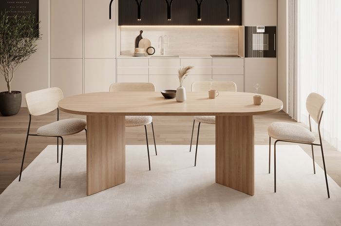 Eettafel - Eikenhout - Ovo - 90 x 75 x 204 cm