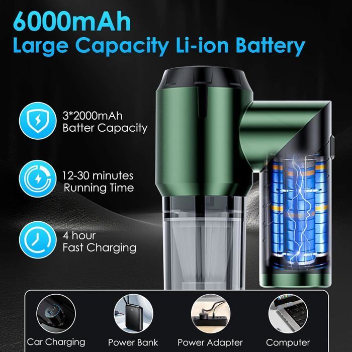 Portable Handheld Vacuum Cleaner, 15000Pa Powerful Cordless Car Vacuum Cleaner, Mini Foldable Handheld Vacuum Cleaner, 6000mAh Rechargeable