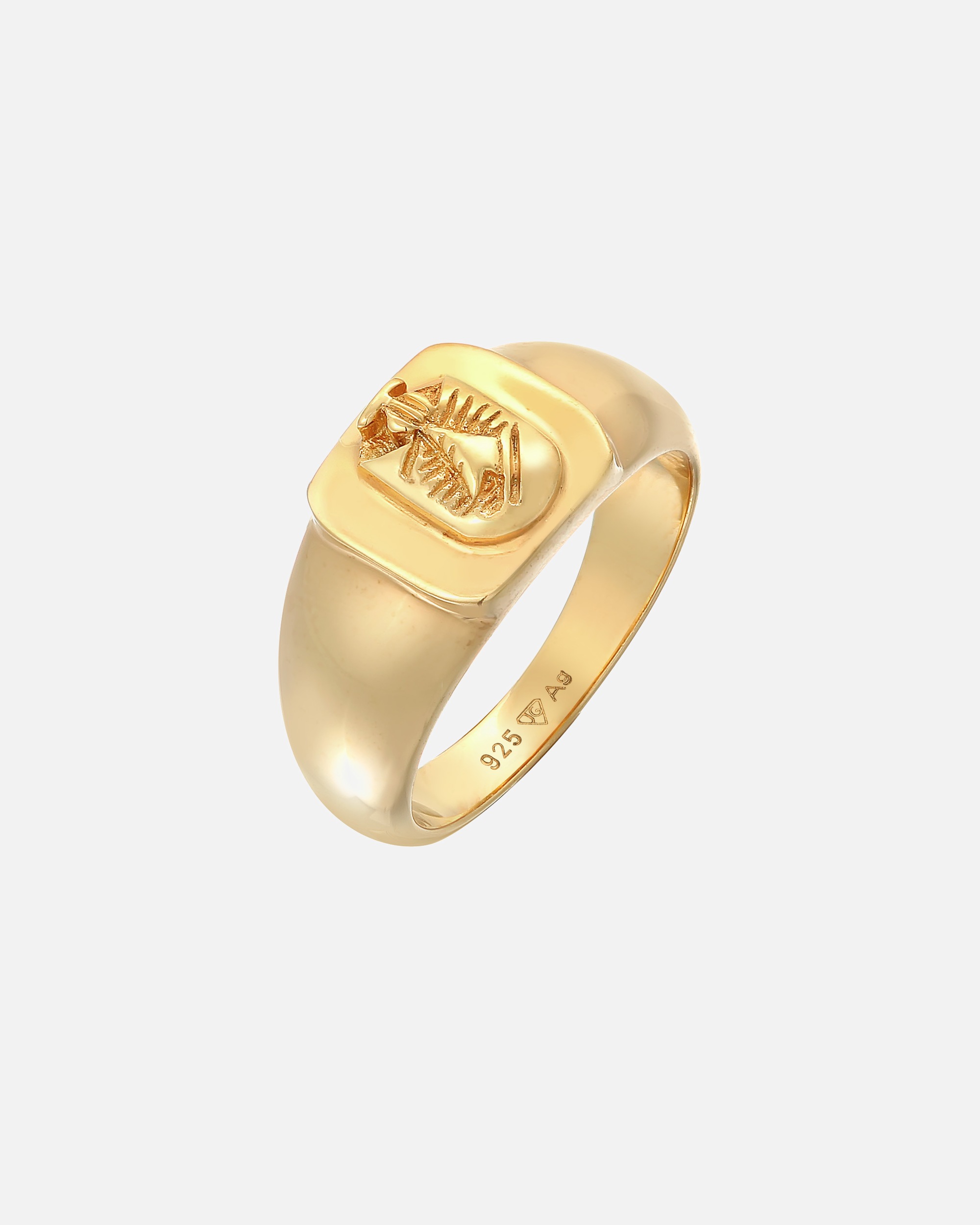 KUZZOI Hommes sceau armoiries petit doigt en argent sterling 925 plaqué or
