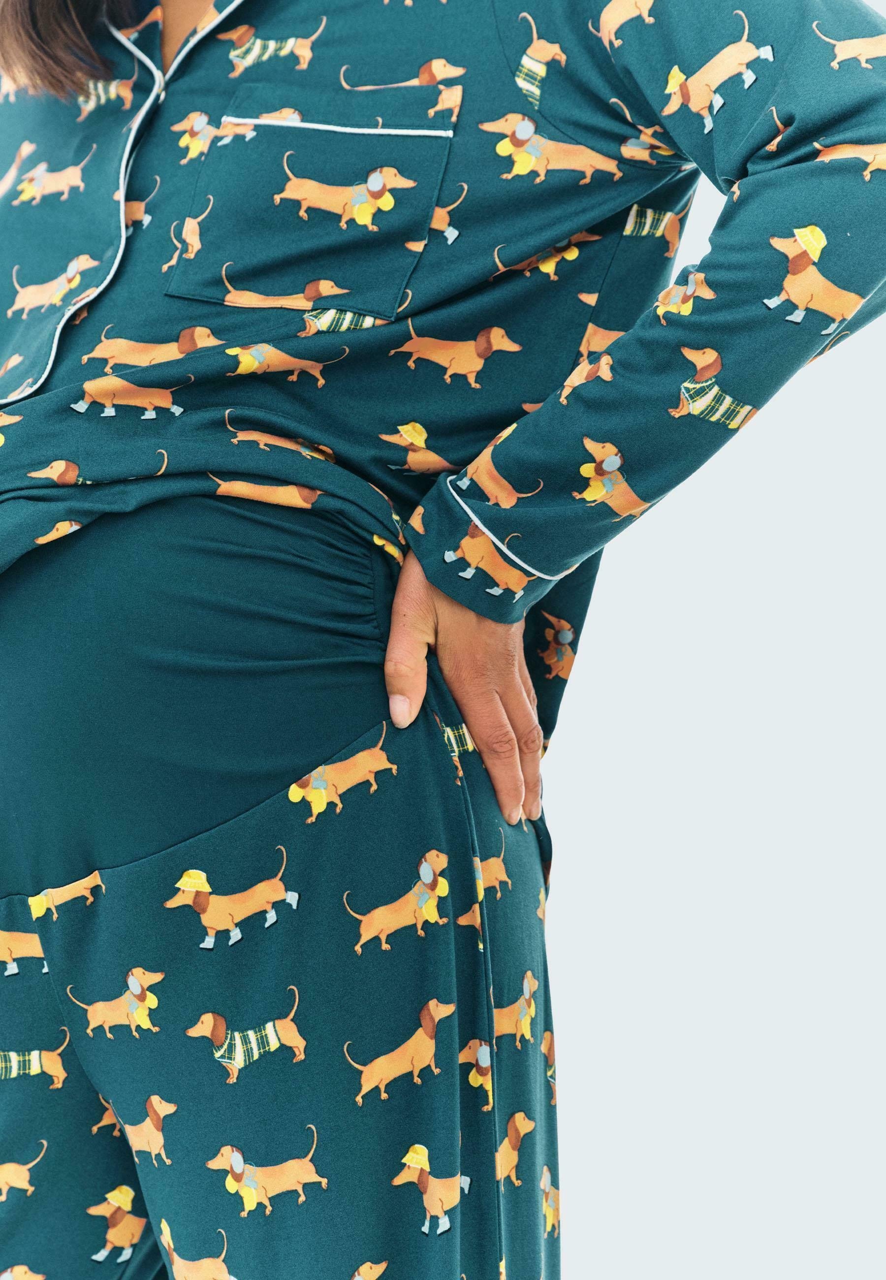 Ensemble pyjama Chelsea Peers Saucisse Dog - bleu sarcelle