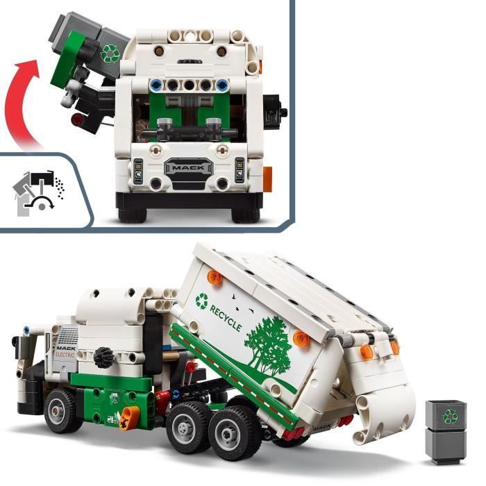 LEGO® 42167 Technic Mack LR Electric Camion Poubelle, Jouet de Camion Électrique, Véhicule de Recyclage